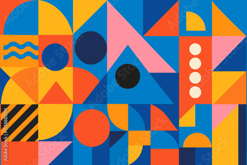 Vibrant Geometric Abstract Art Colorful Shapes and Patterns