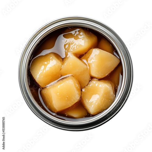 Jar of Sweet, Soft Pear Halves in Syrup for Dessert or Snacking on transparent background