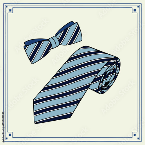 Striped tie and bow tie illustration with clean lines