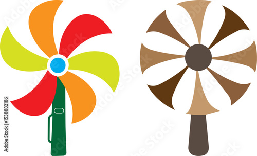 Hand Fan Colorful Vector Design Combo