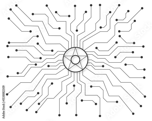 Geometric background and high tech circuit board connection system