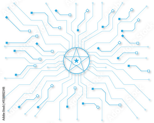 Vectors Technology blue circuit diagram. High-tech connection system on a white background.