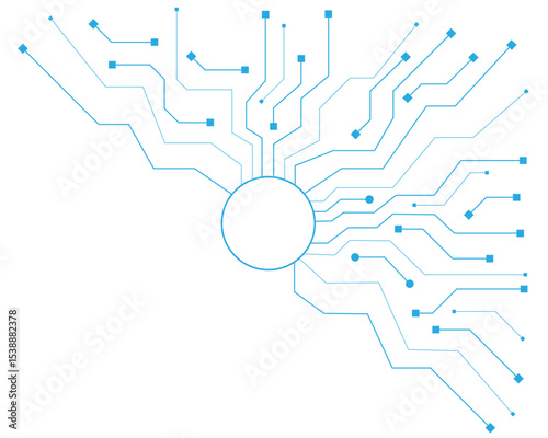 Vectors Technology blue circuit diagram. High-tech connection system on a white background.