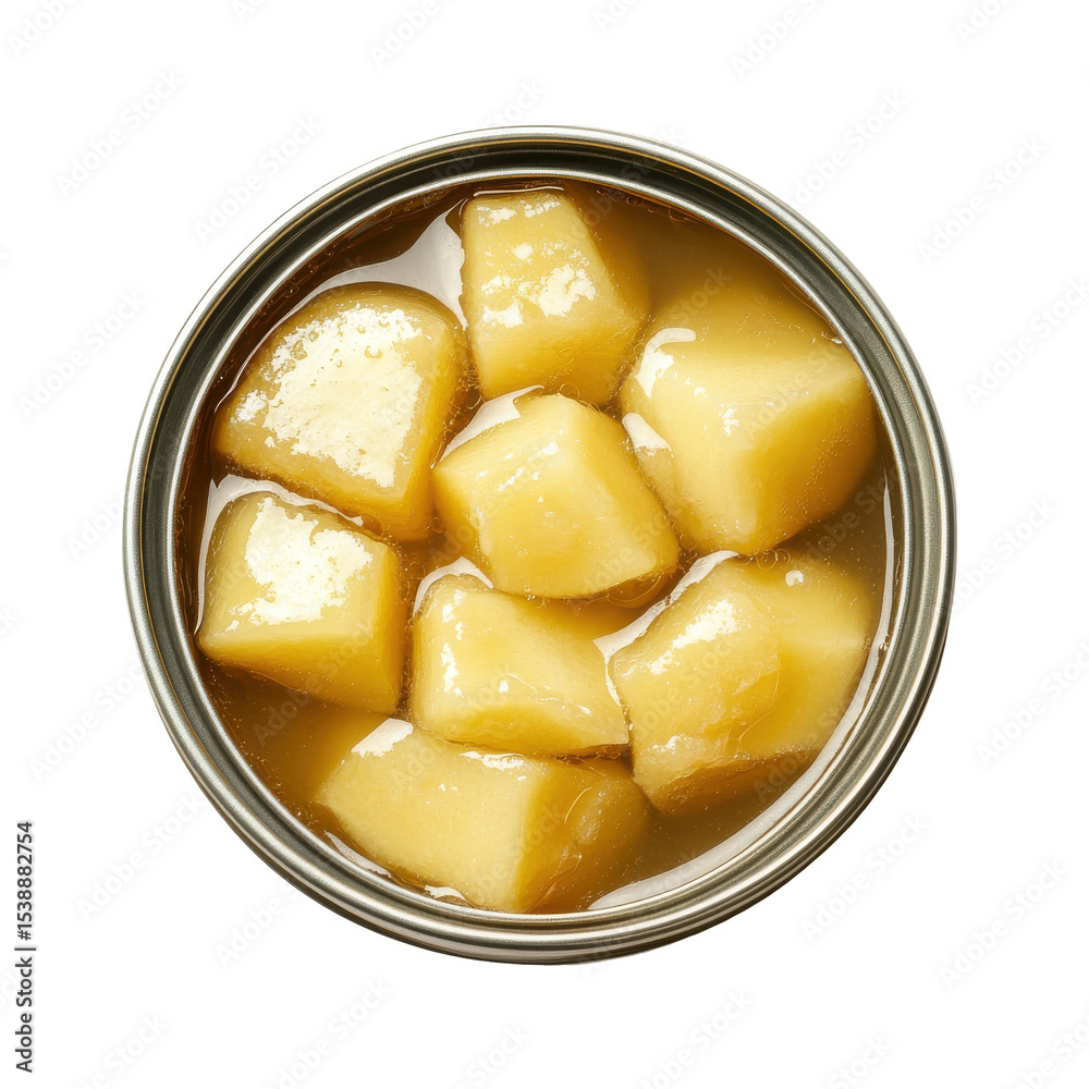 Canned Pineapple Chunks in Syrup - Sweet and Juicy Tropical Treat for Desserts and Snacks on transparent background Canned Pineapple Chunks in Syrup - Sweet and Juicy Tropical Treat for Desserts and Snacks on transparent background