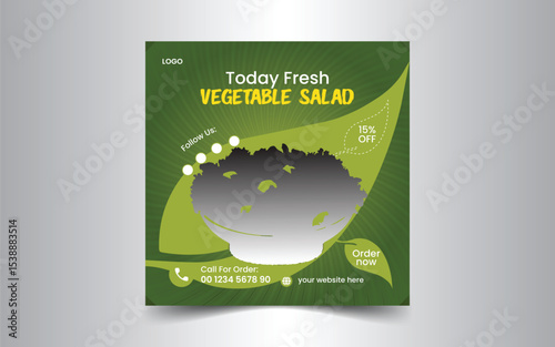 Vegetables salad Healthy food restaurant Social media posts design.