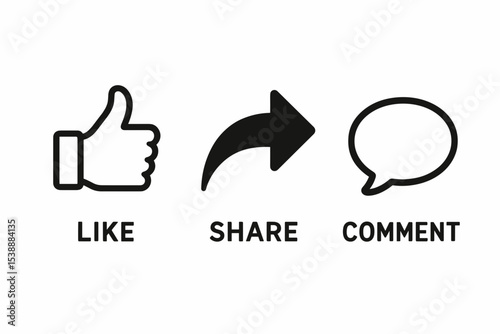 Simple Social Media Icons Like, Share, Comment