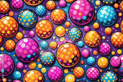 Colorful Bubble Pattern with Vibrant Spheres. Seamless Vector Background