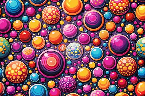 Colorful Bubble Pattern with Vibrant Spheres. Seamless Vector Background