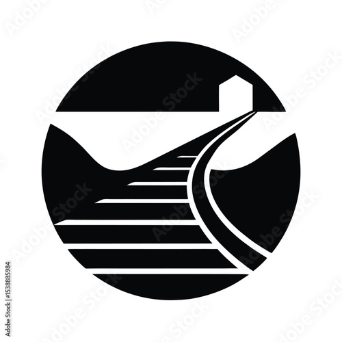 Stairway to heaven black and white vector illustration