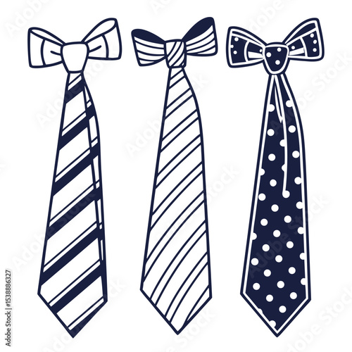 Three stylish vector ties in various patterns