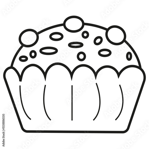Muffin outline icon. Dessert pastry vector. Cupcake shape sketch. Sweet baked good.