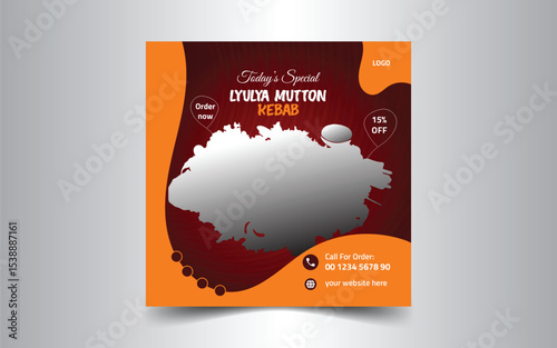Delicious food barbecue party restaurant Social media posts design.