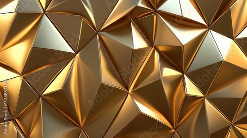 A golden abstract background featuring a geometric pattern of triangles and polygonal shapes