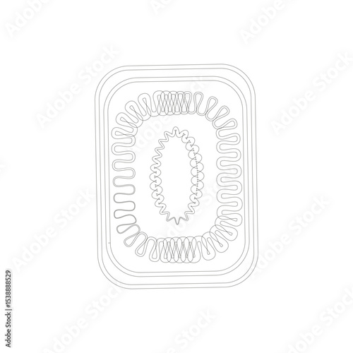 Decorative cookie icon. Sweet biscuit vector. Wavy border shape. Centered oval pattern.