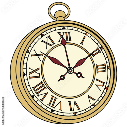 Vintage pocket watch clock face with roman numerals