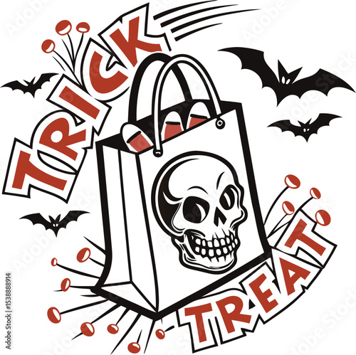 Bold and spooky halloween logo design featuring a trick or treat theme