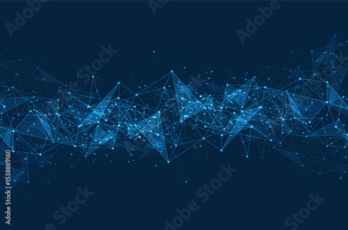 Geometric connected background. Connecting dots and lines. Global network connection. Banner template for technology.