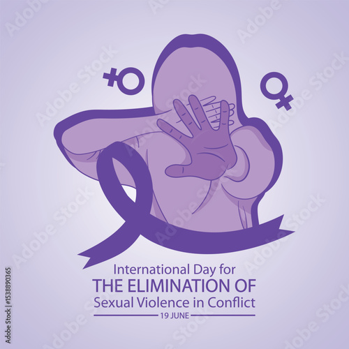 International Day For The Elimination Of Sexual Violence In Conflict. Hand and women. Great for cards, banners, posters, social media and more. Red background.
