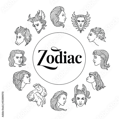 a minimalist black and white zodiac signs icon set featuring astrology symbols in clean line art style