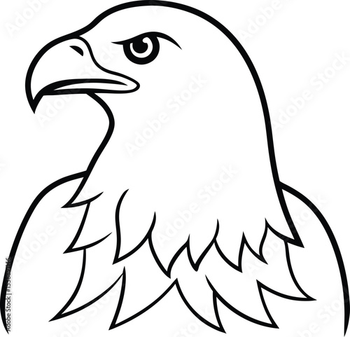 bald eagle head icon line art vector illustration on transparent background