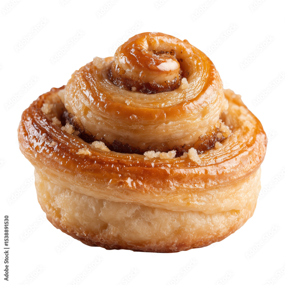 Fototapeta premium Delicious cinnamon roll pastry isolated on png transparent background