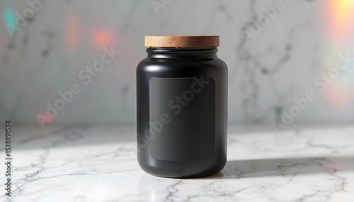 Minimalist Black Jar with Wooden Lid