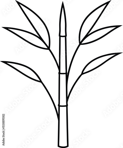 bamboo icon line art vector illustration on transparent background
