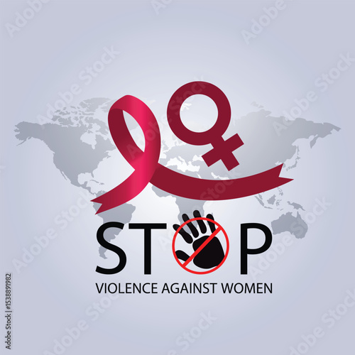 International Day For The Elimination Of Sexual Violence In Conflict. Hand and women. Great for cards, banners, posters, social media and more. Red background.