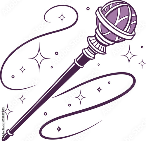 Clean halloween magic wand logo design spooky festive and mystical vector graphic