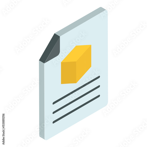 3D Printer FBX File isometric Concept, Color Icon Vector Design, additive manufacturing stock illustration,