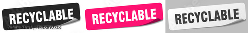 recyclable sticker. recyclable sticker set on white background