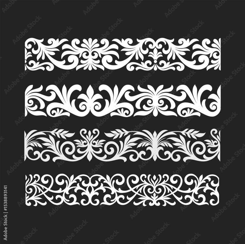 Fototapeta premium Floral ornament border seamless