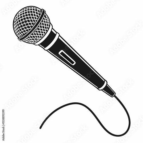 A sleek and professional vector illustration of a mic designed for sound systems and audio setups. Featuring clean lines and a balanced shape, this design showcases a classic dynamic mic 