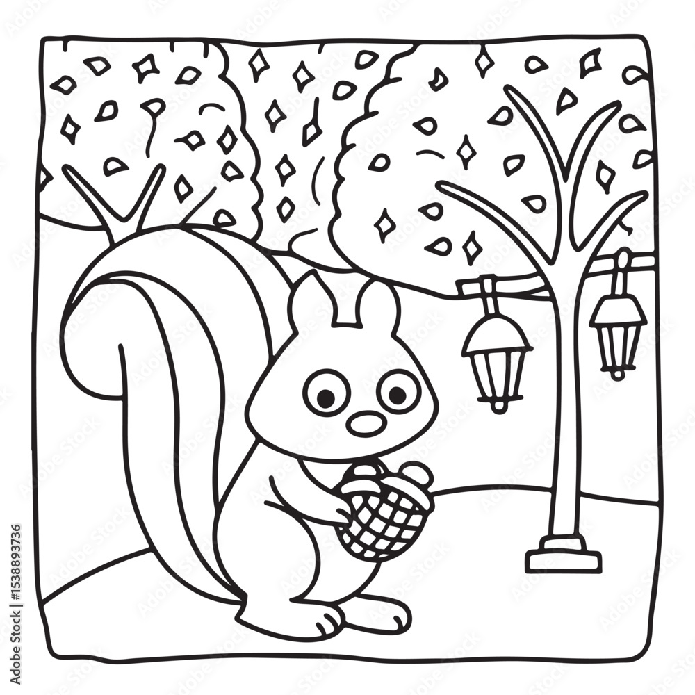 Fototapeta premium Little Cuddles – Bold and Easy Coloring Pages | Fun & Adorable Designs | Line art vector illustration | Cute and Comfy Coloring Page | Little Cuddles Animal coloring page