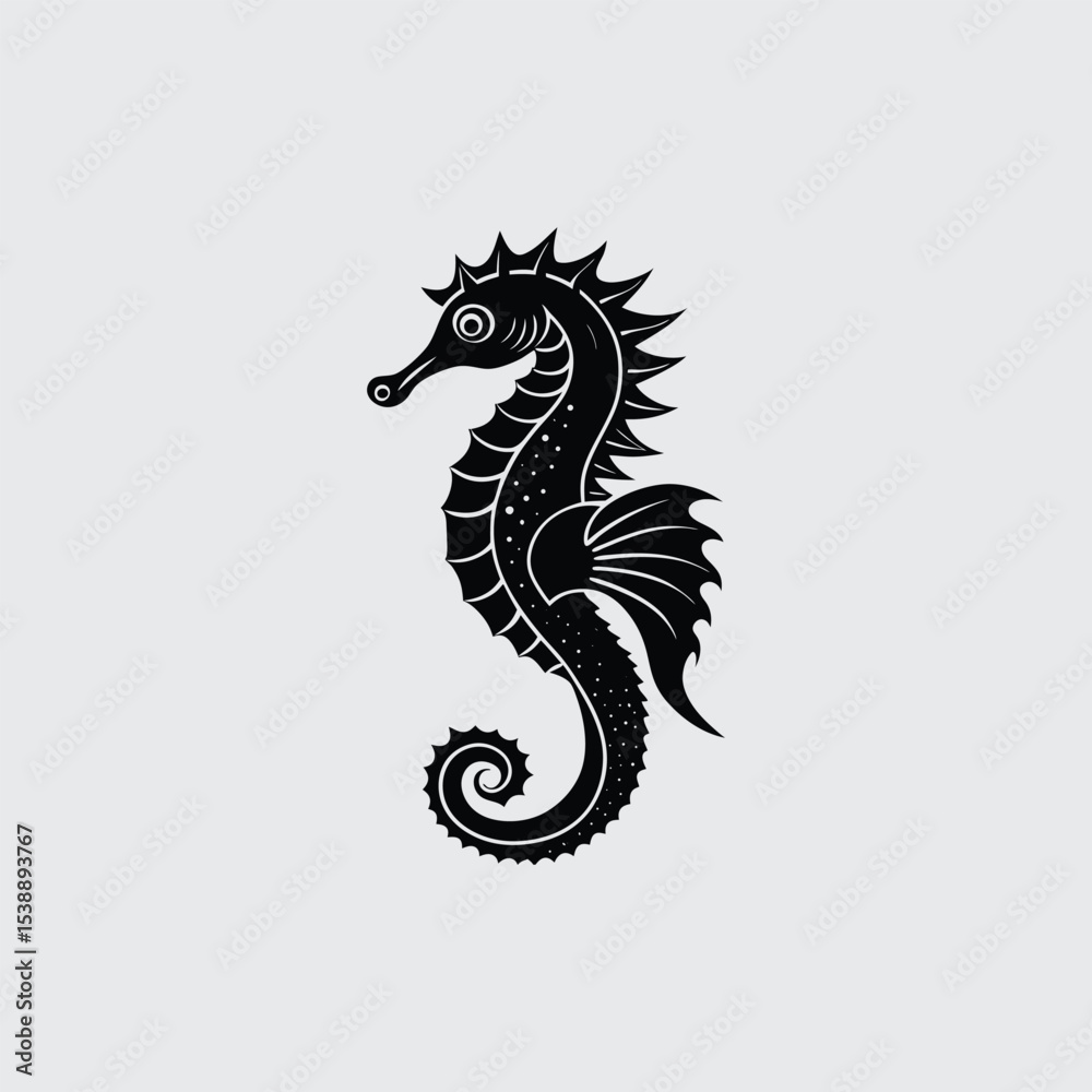 Obraz premium Elegant Seahorse Illustration A Nautical Design Masterpiece