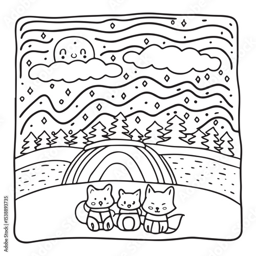 Little Cuddles – Bold and Easy Coloring Pages | Fun & Adorable Designs | Line art vector illustration | Cute and Comfy Coloring Page | Little Cuddles Animal coloring page