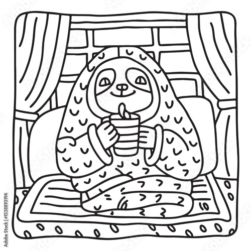 Little Cuddles – Bold and Easy Coloring Pages | Fun & Adorable Designs | Line art vector illustration | Cute and Comfy Coloring Page | Little Cuddles Animal coloring page