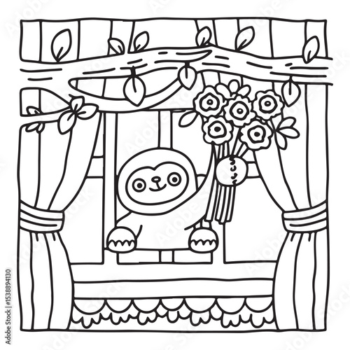 Little Cuddles – Bold and Easy Coloring Pages | Fun & Adorable Designs | Line art vector illustration | Cute and Comfy Coloring Page | Little Cuddles Animal coloring page