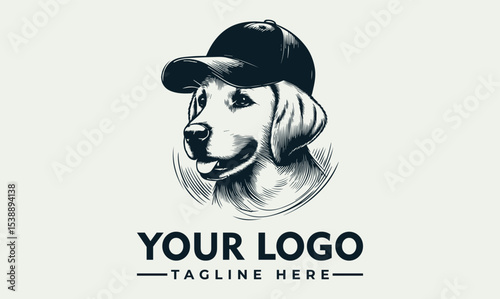 A stylish logo featuring a Labrador Retriever wearing a baseball cap.
