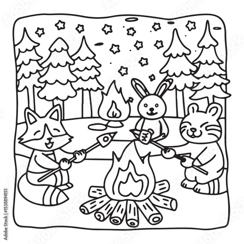 Little Cuddles – Bold and Easy Coloring Pages | Fun & Adorable Designs | Line art vector illustration | Cute and Comfy Coloring Page | Little Cuddles Animal coloring page