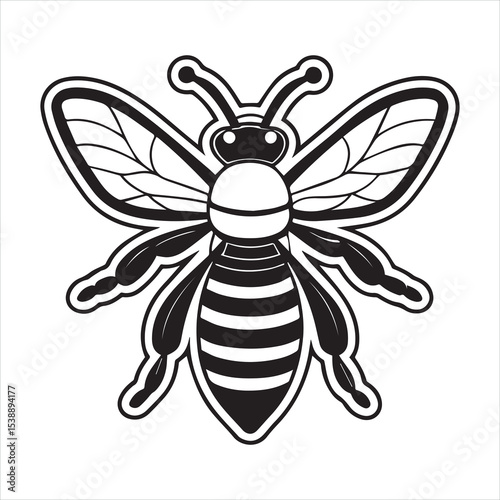 Honeybee silhouette vector illustration logo sticker