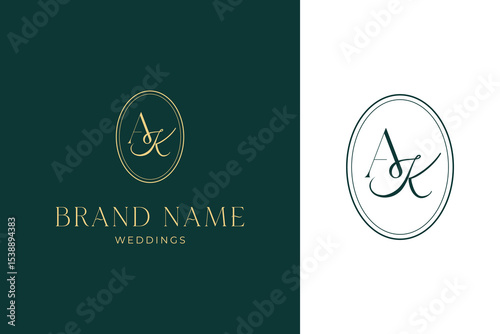 Elegant AK Wedding Monogram Logo and Luxury Wedding Brand Identity