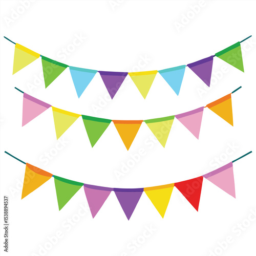 Colorful Triangle Party Bunting Flags Decoration Illustration