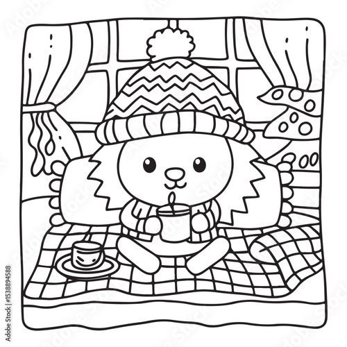 Little Cuddles – Bold and Easy Coloring Pages | Fun & Adorable Designs | Line art vector illustration | Cute and Comfy Coloring Page | Little Cuddles Animal coloring page