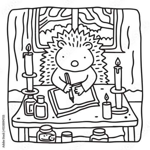 Little Cuddles – Bold and Easy Coloring Pages | Fun & Adorable Designs | Line art vector illustration | Cute and Comfy Coloring Page | Little Cuddles Animal coloring page