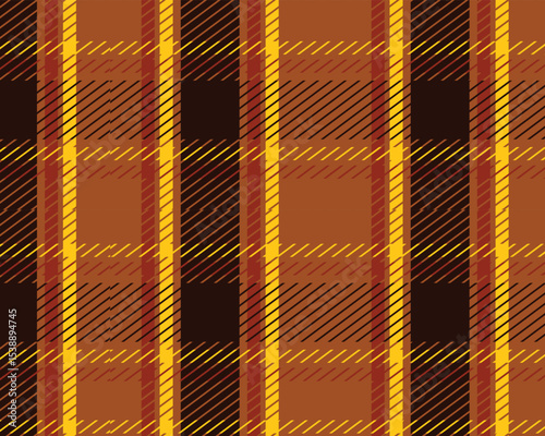 Yellow, black and white tartan plaid pattern. Flannel textile pattern