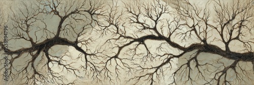 Neurons Intricately Resembling Tree Branches Spread Across a Muted Canvas in a Calming Display of Nature and Science