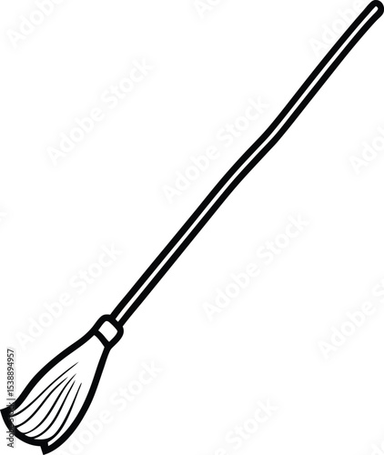 broomstick icon line art vector illustration on transparent background