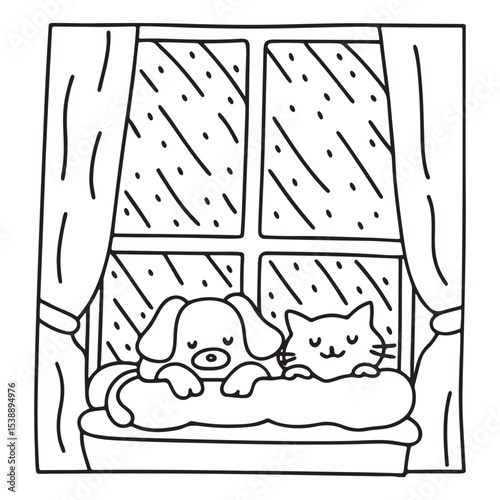 Little Cuddles – Bold and Easy Coloring Pages | Fun & Adorable Designs | Line art vector illustration | Cute and Comfy Coloring Page | Little Cuddles Animal coloring page