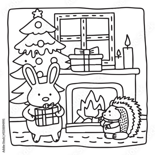 Little Cuddles – Bold and Easy Coloring Pages | Fun & Adorable Designs | Line art vector illustration | Cute and Comfy Coloring Page | Little Cuddles Animal coloring page